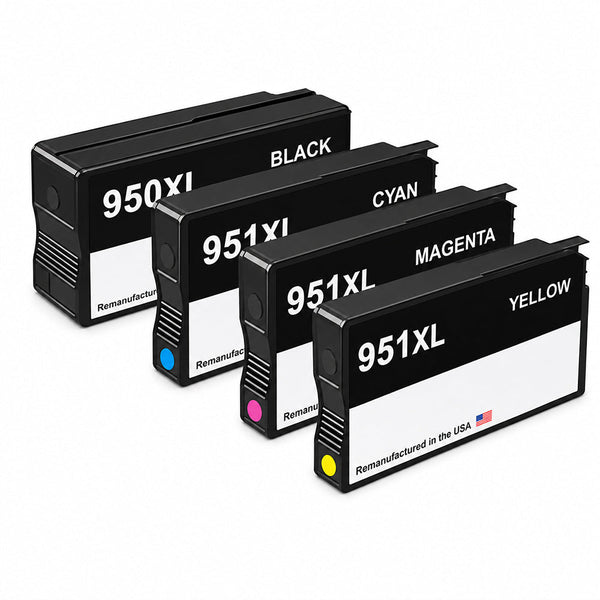 U.S. Remanufactured for HP 950XL 1 Black / 951XL 3 Color 4-pack Ink Cartridges